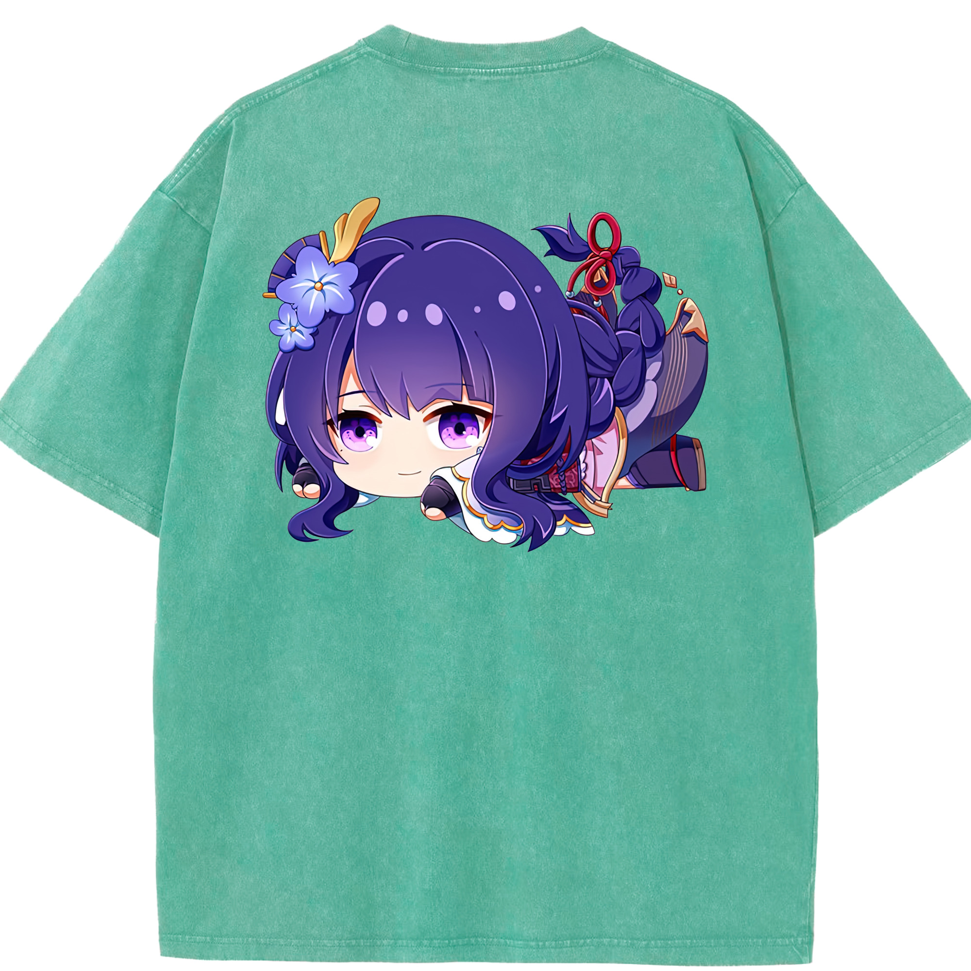 げんし神 雷電将軍 らいでんしょうぐん genshin Raiden Shogun 綿100% ヴィンテージ風 半袖Tシャツ（背面プリント）